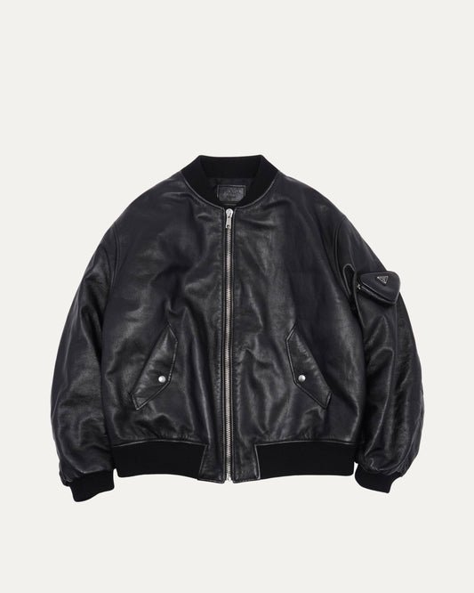 Oversized Pouch-Detail Bomber Jacket