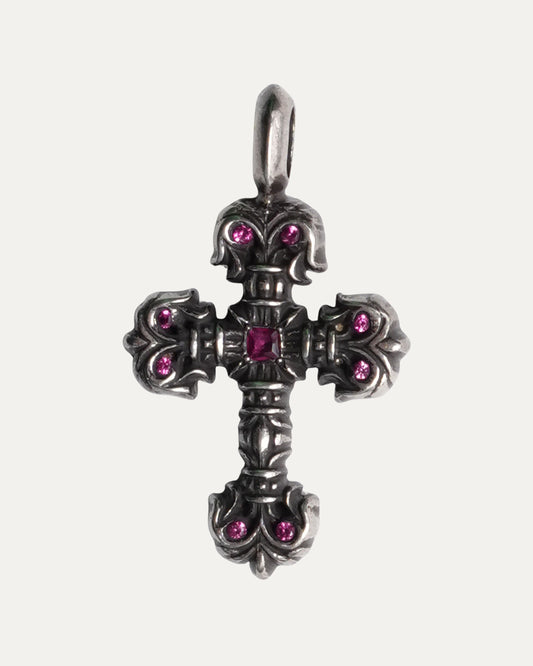 Ruby Filigree Cross Pendant
