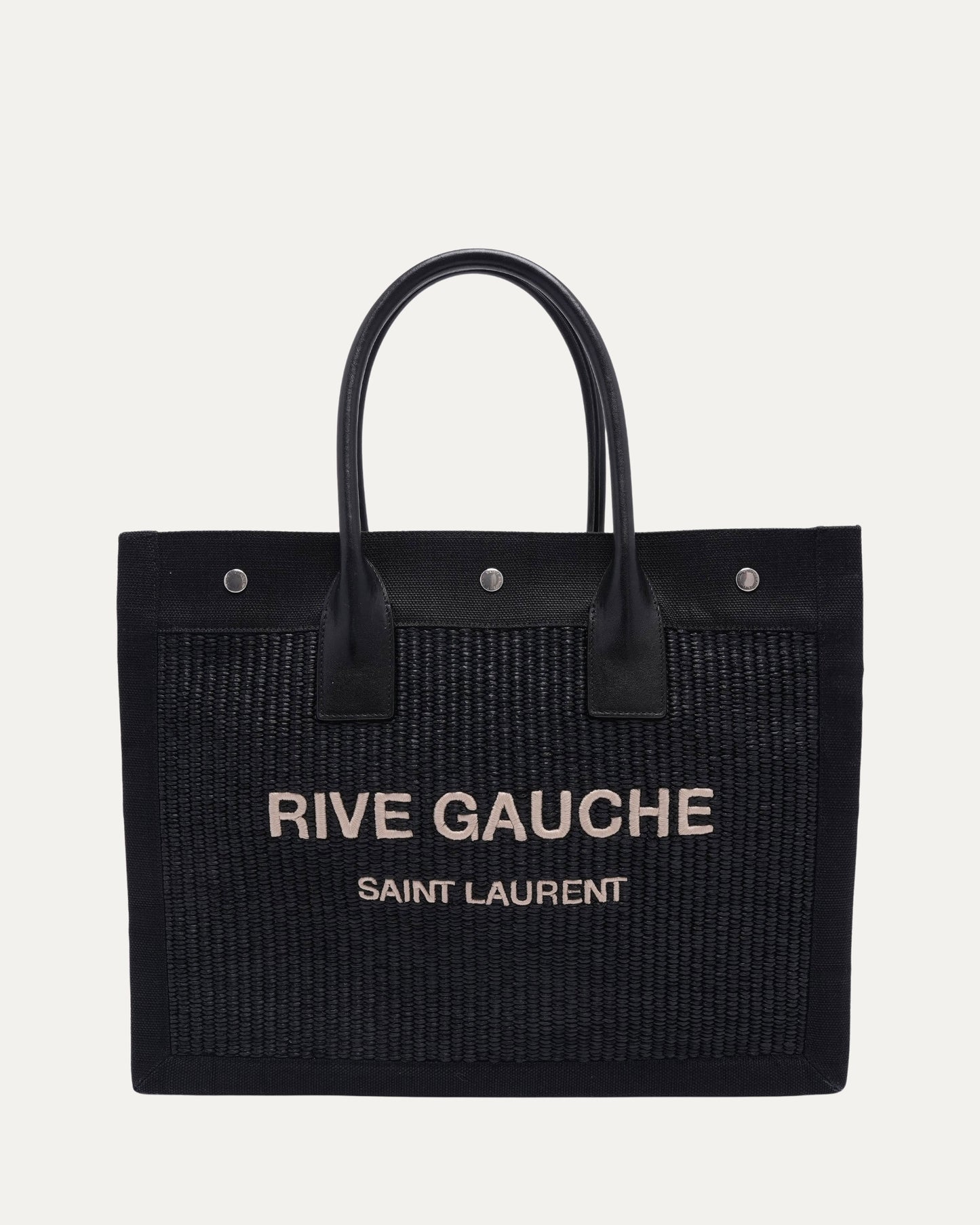 Rive Gauche Large Embroidered Raffia Tote Bag