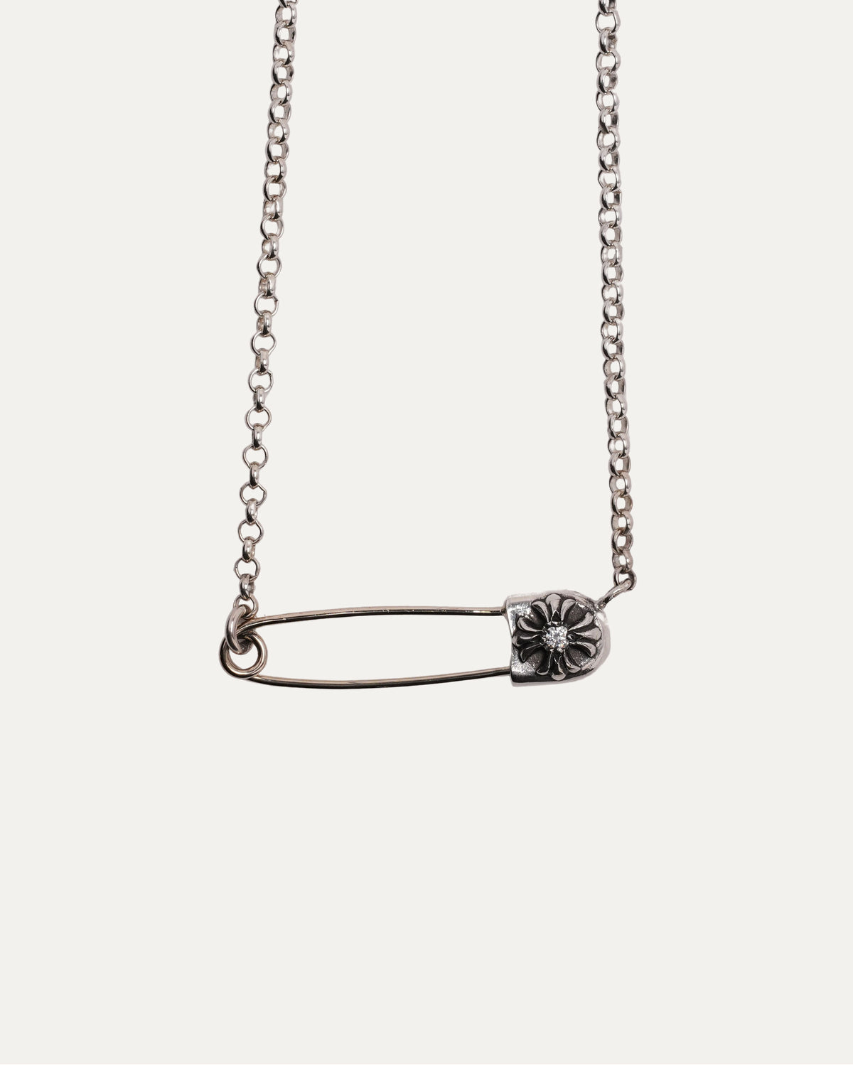 Diamond Safety Pin Necklace