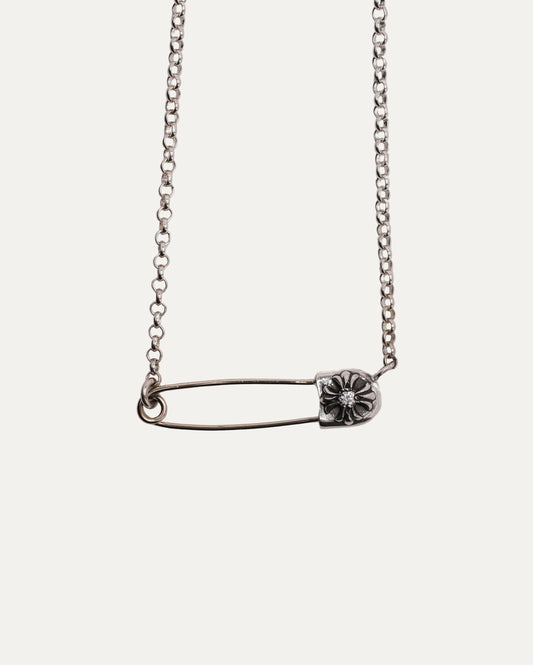 Diamond Safety Pin Necklace