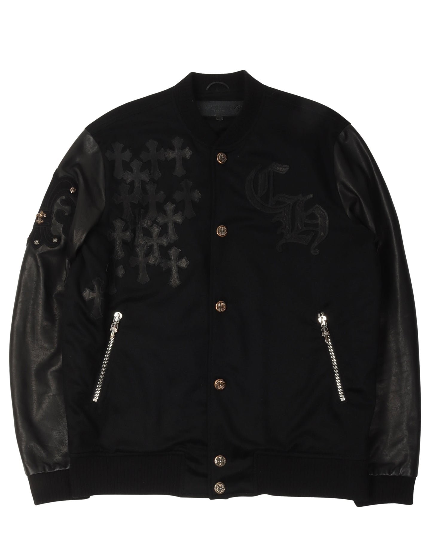 Cross Patch Cashmere Varsity Jacket