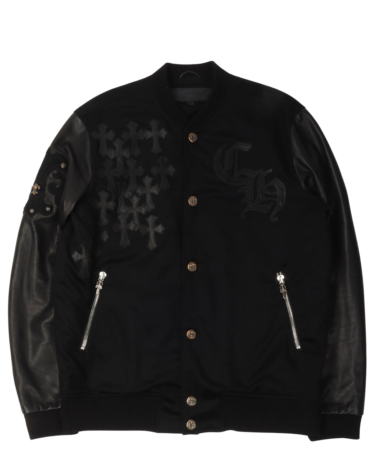 Cross Patch Cashmere Varsity Jacket