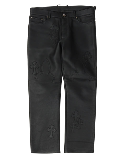 Fleur Knee Leather Cross Patch Pants
