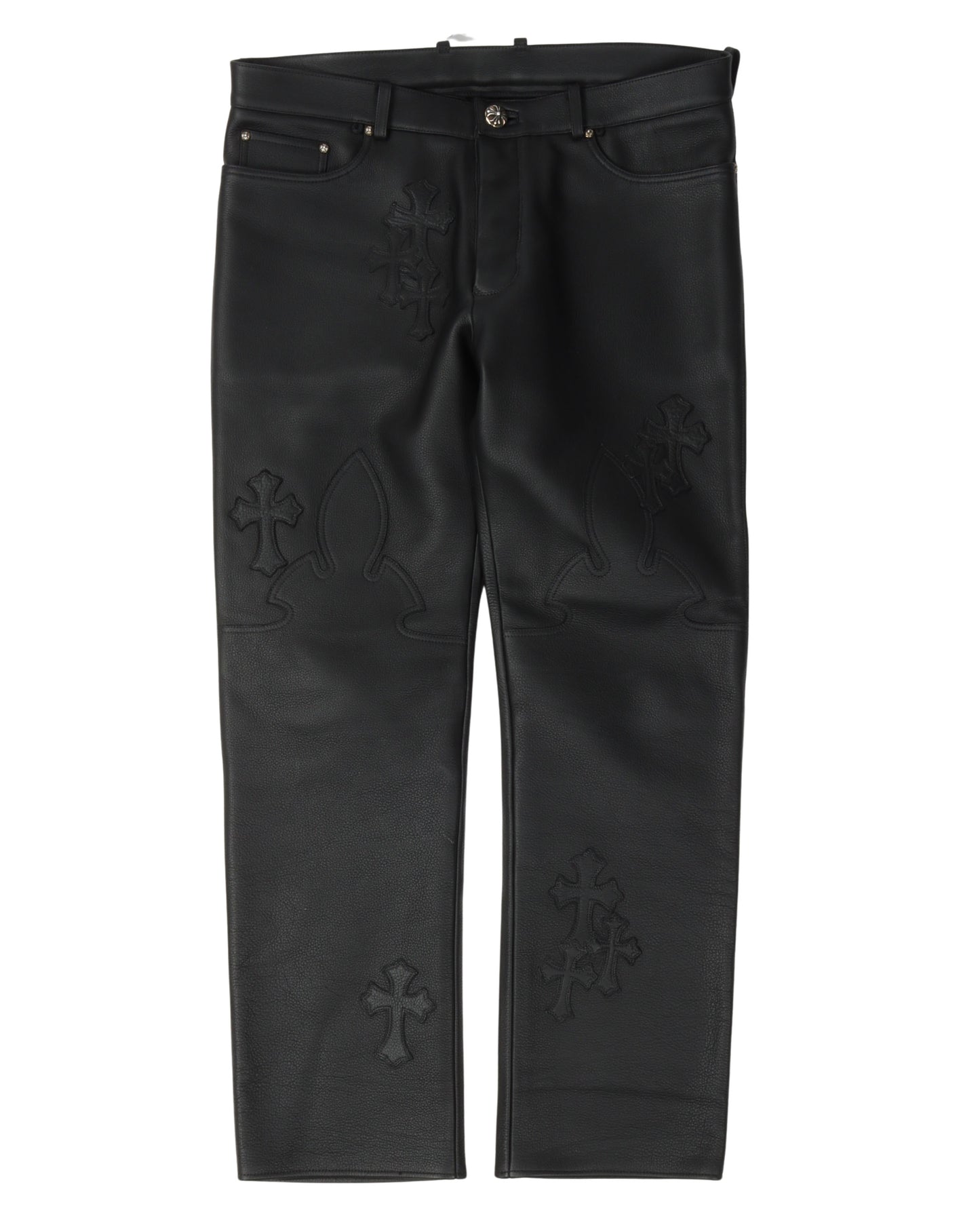 Fleur Knee Leather Cross Patch Pants