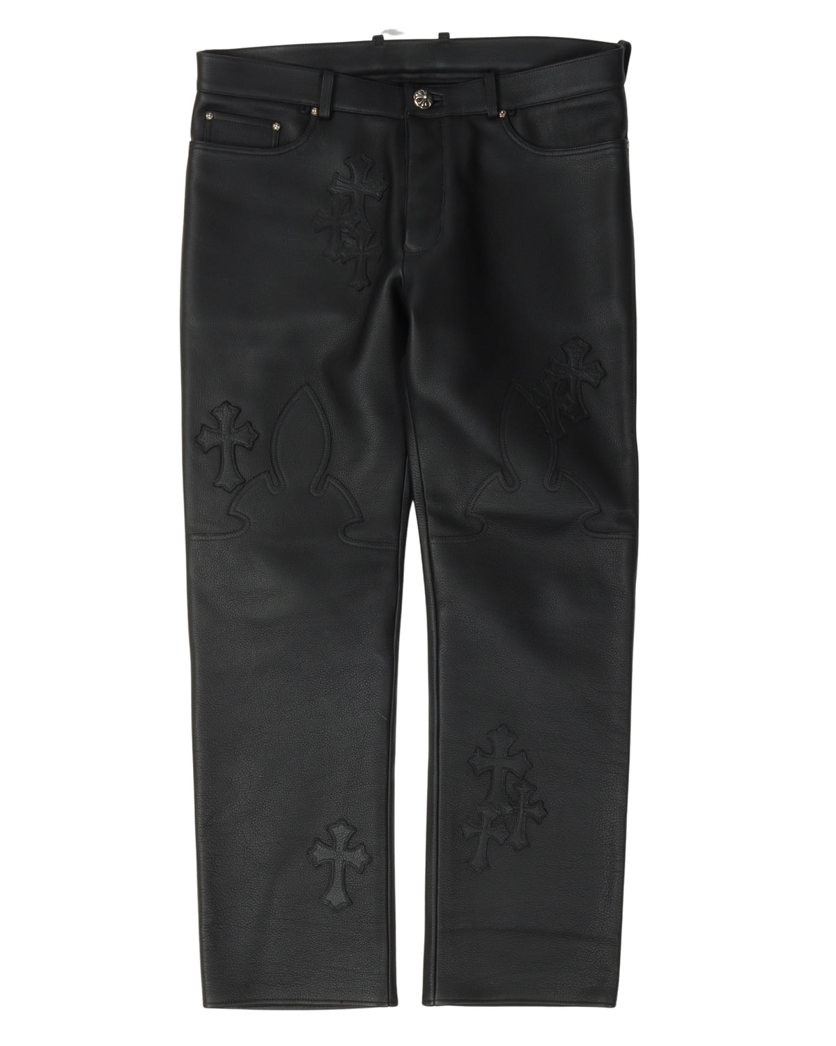 Fleur Knee Leather Cross Patch Pants
