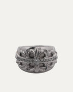 White Gold and Diamond Floral Cross Ring