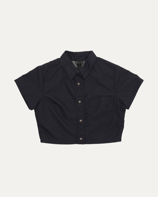 Cross Patch Cropped Nylon Shirt