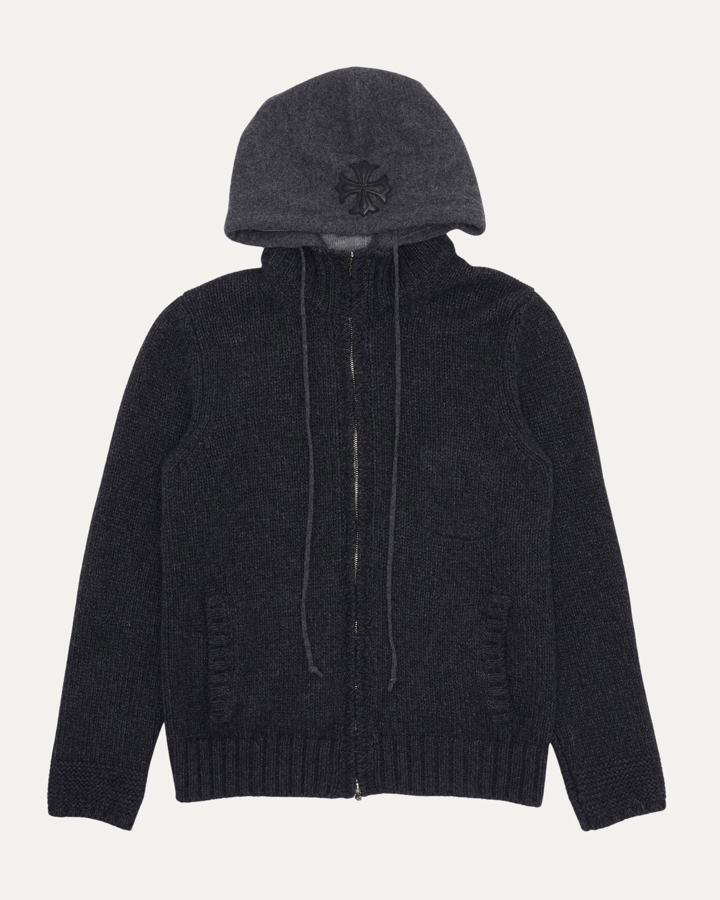 Cross Patch Cashmere Zip Up Hoodie