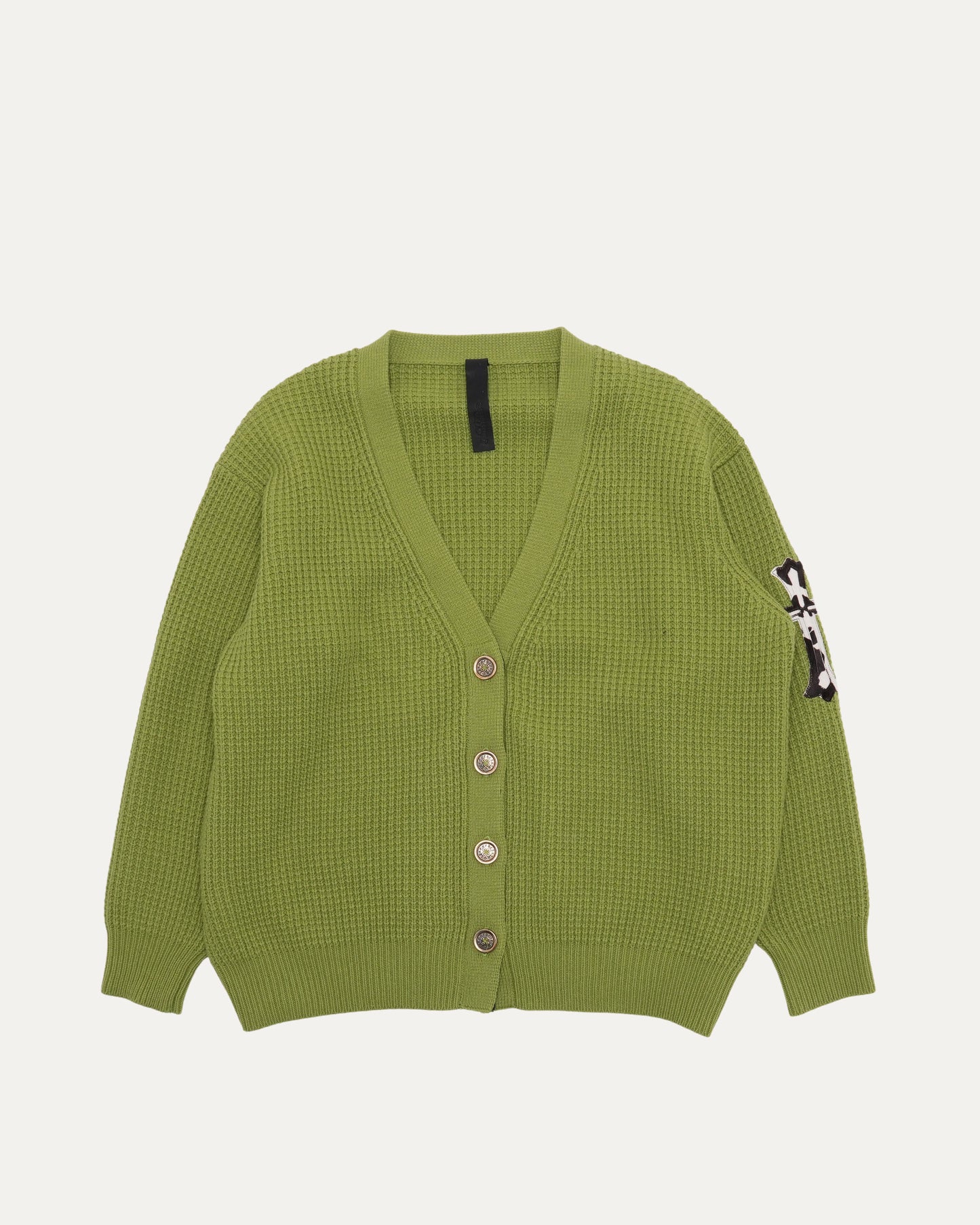 Cashmere Cross Patch Hit & Run Cardigan Sweater