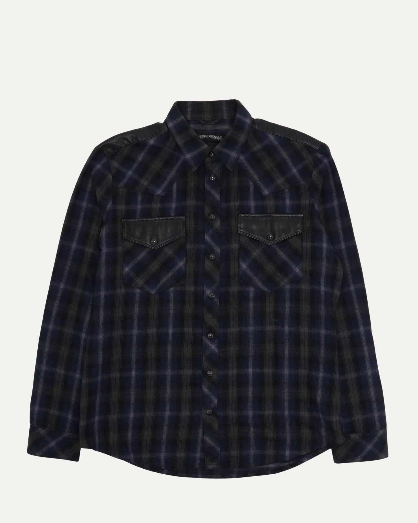 Leather Accent Fleur Yoke Flannel Shirt