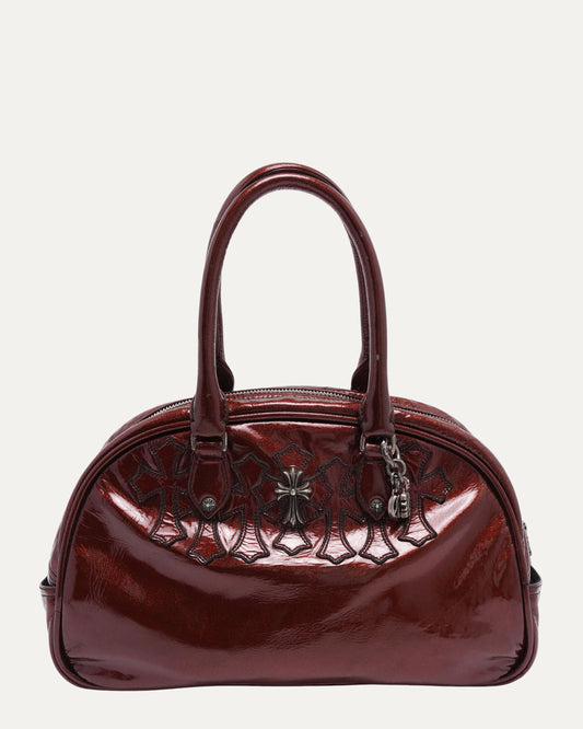 Galaxy Red Silver Embellished Cross Patch Bowling Bag