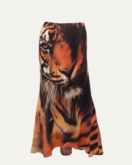 FW 2000 Tiger Print Silk Skirt
