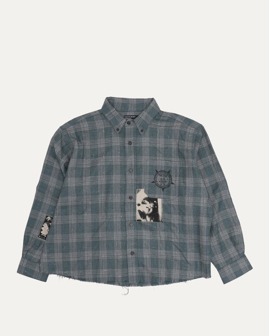 Wool-Silk Blend Assemblage Flannel Shirt