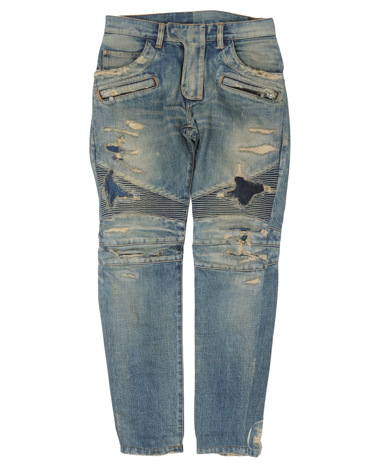 Distressed Biker Jeans