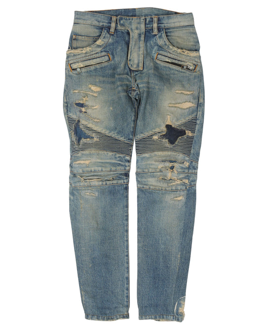 Distressed Biker Jeans