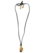 22k Gold Rolling Stones Pendant w/ Leather Necklace