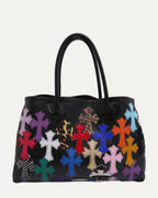Multicolor Cross Patch Tote Bag