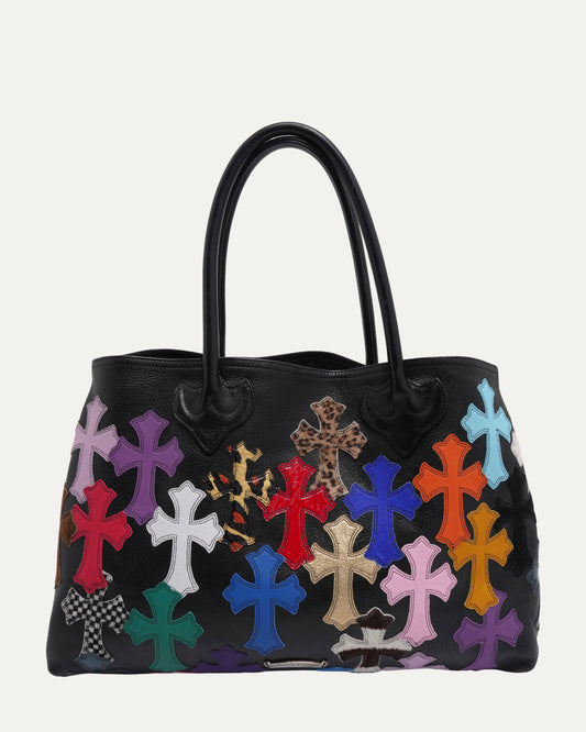 Multicolor Cross Patch Tote Bag
