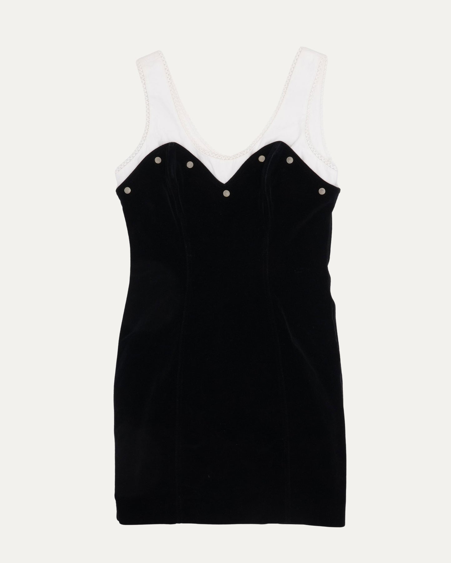 Two-Tone Velvet And Cotton Dress