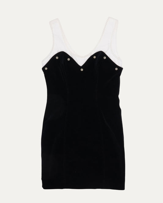 Two-Tone Velvet And Cotton Dress