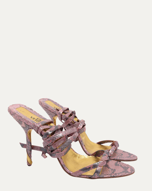 Snakeskin Lace Up Heels