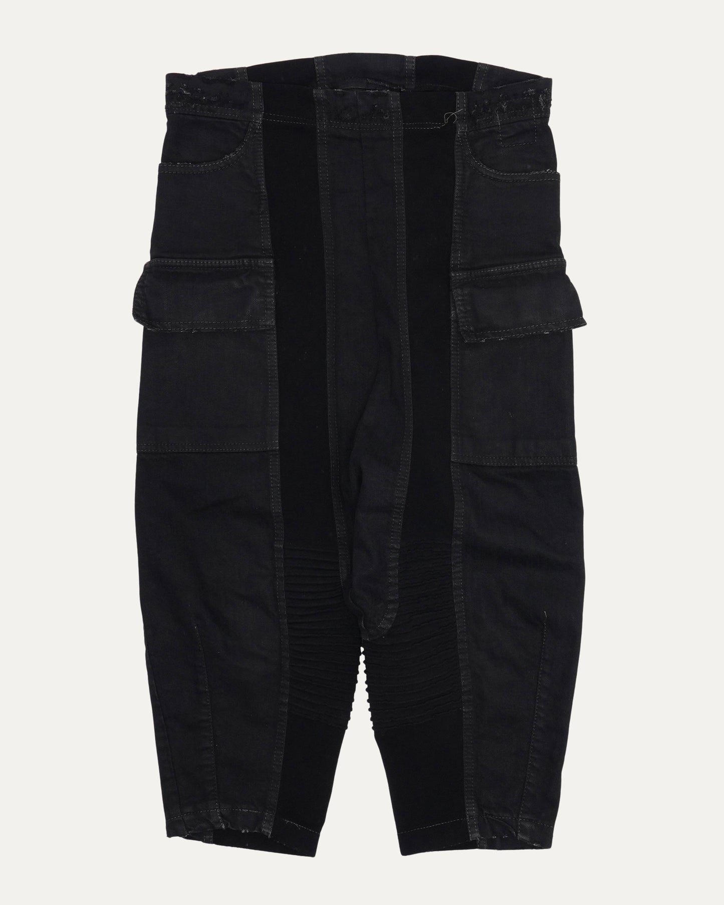 Waxed Drop Crotch Cargo Shorts