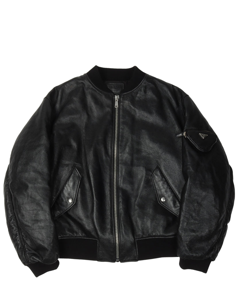 Prada Napa Leather Bomber Jacket