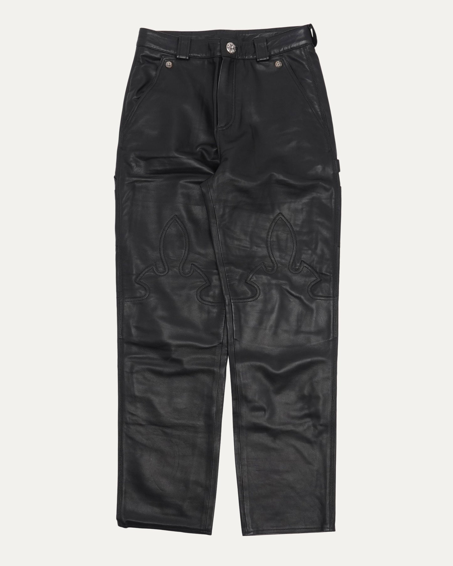 Fleur Knee Leather Carpenter Pants
