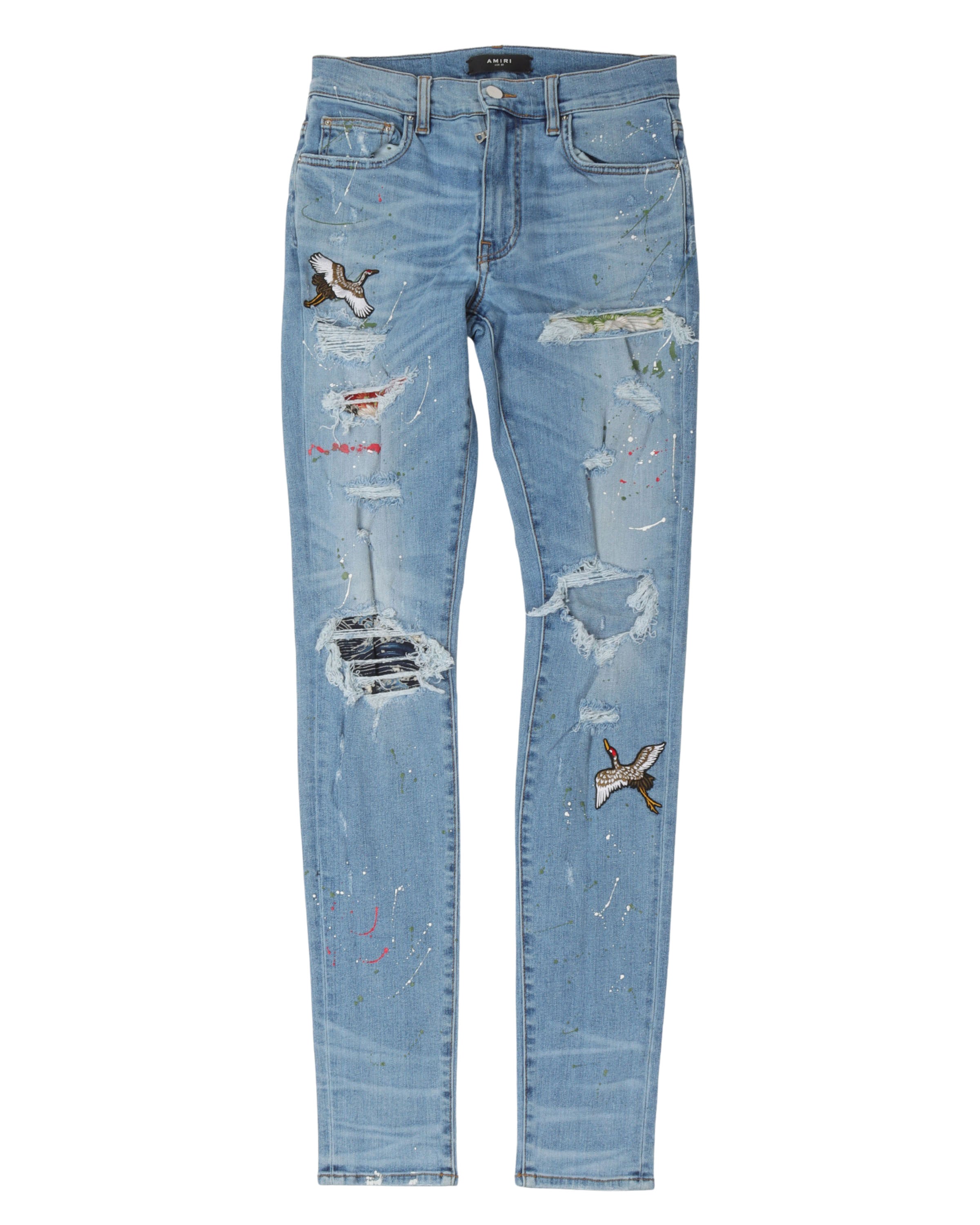 Amiri Distressed Crane Patch Jeans