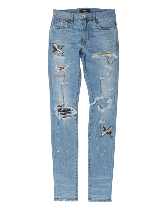 Distressed Crane Patch Jeans