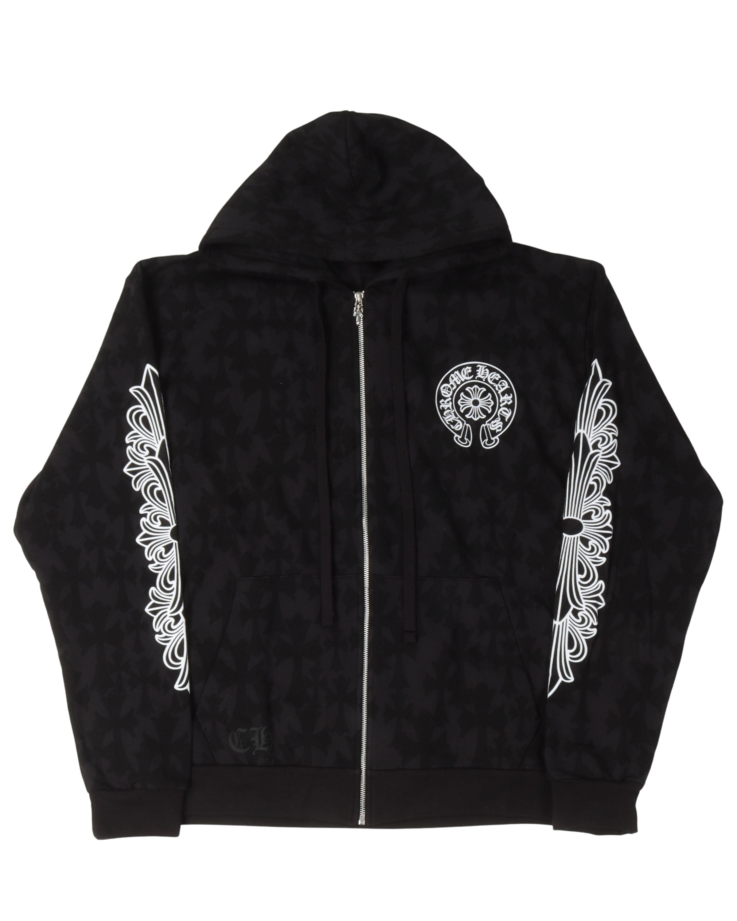 Cemetery Cross Horseshoe Logo Zip-Up Hoodie