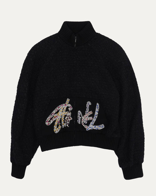 Tweed Crystal Embellished Blouson