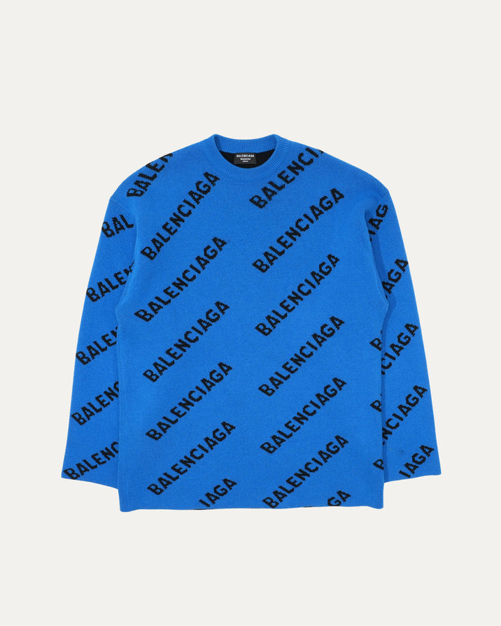 Oversized Logo Jacquard Wool-Blend Sweater