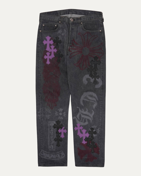 Levis 501 Stencil Cross Patch Jeans