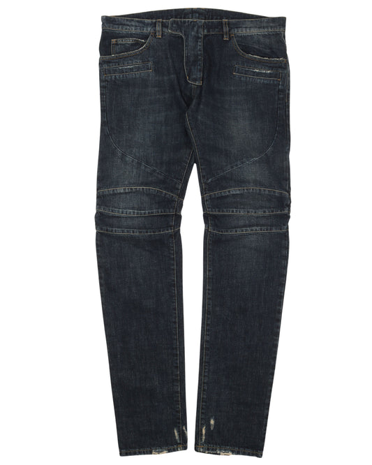 Raw Denim Biker Pants