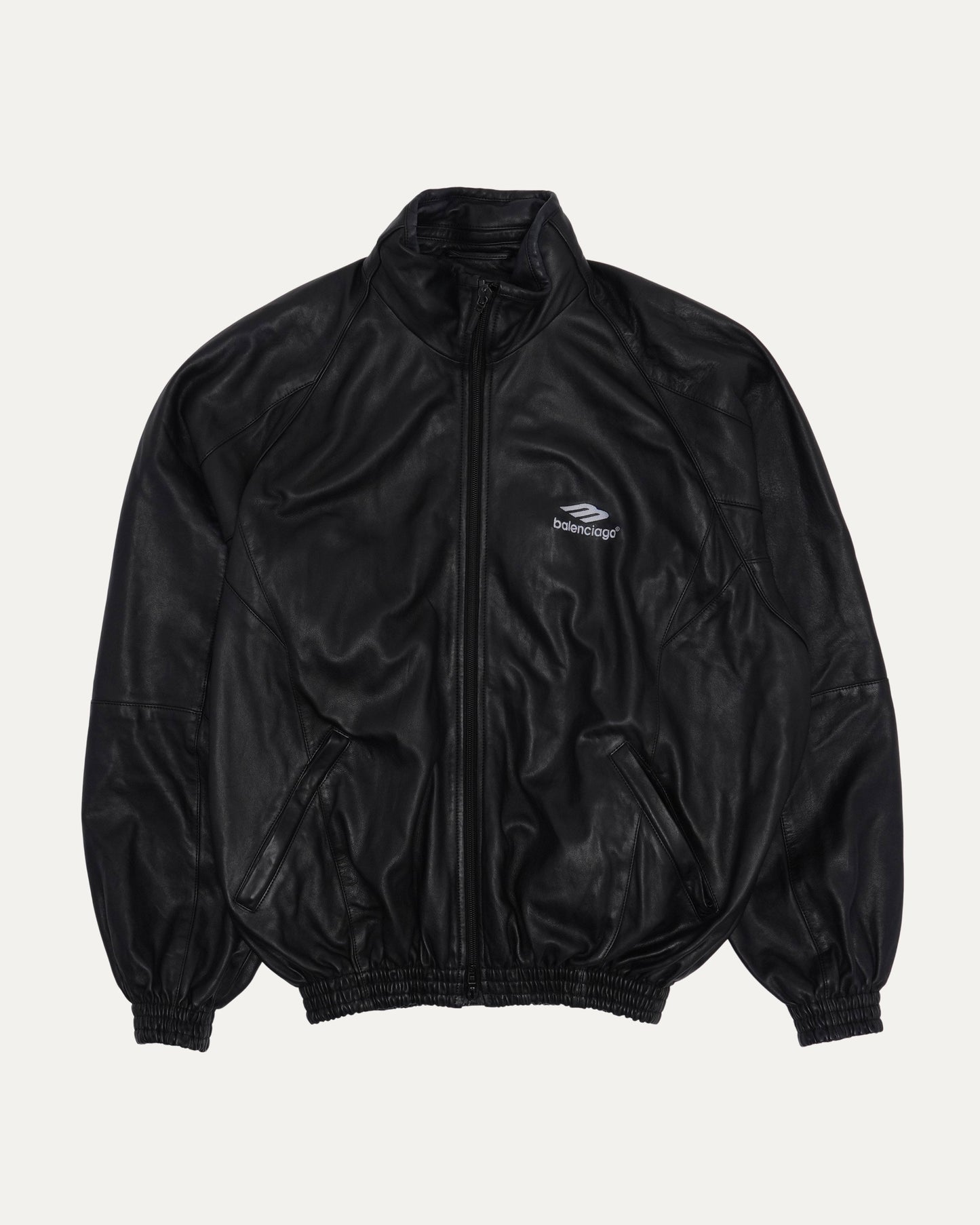 Leather 3B Hooded Track Jacket