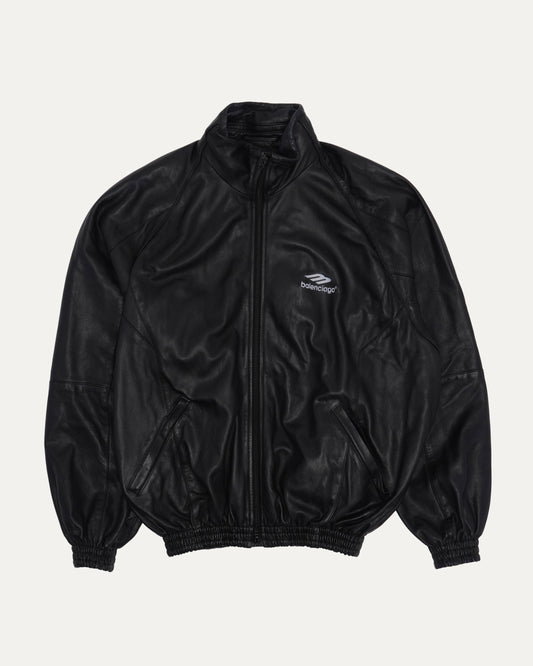 Leather 3B Hooded Track Jacket