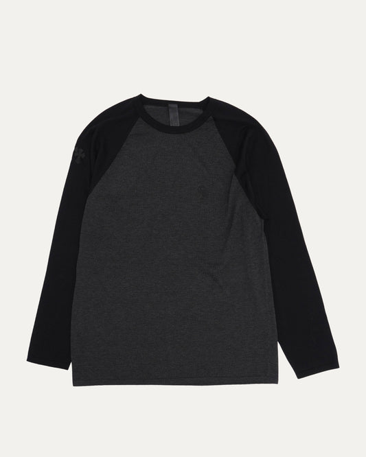 Silk Blend Cross Patch Long Sleeve Raglan T-Shirt
