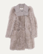 Leather Contrast Shearling Coat