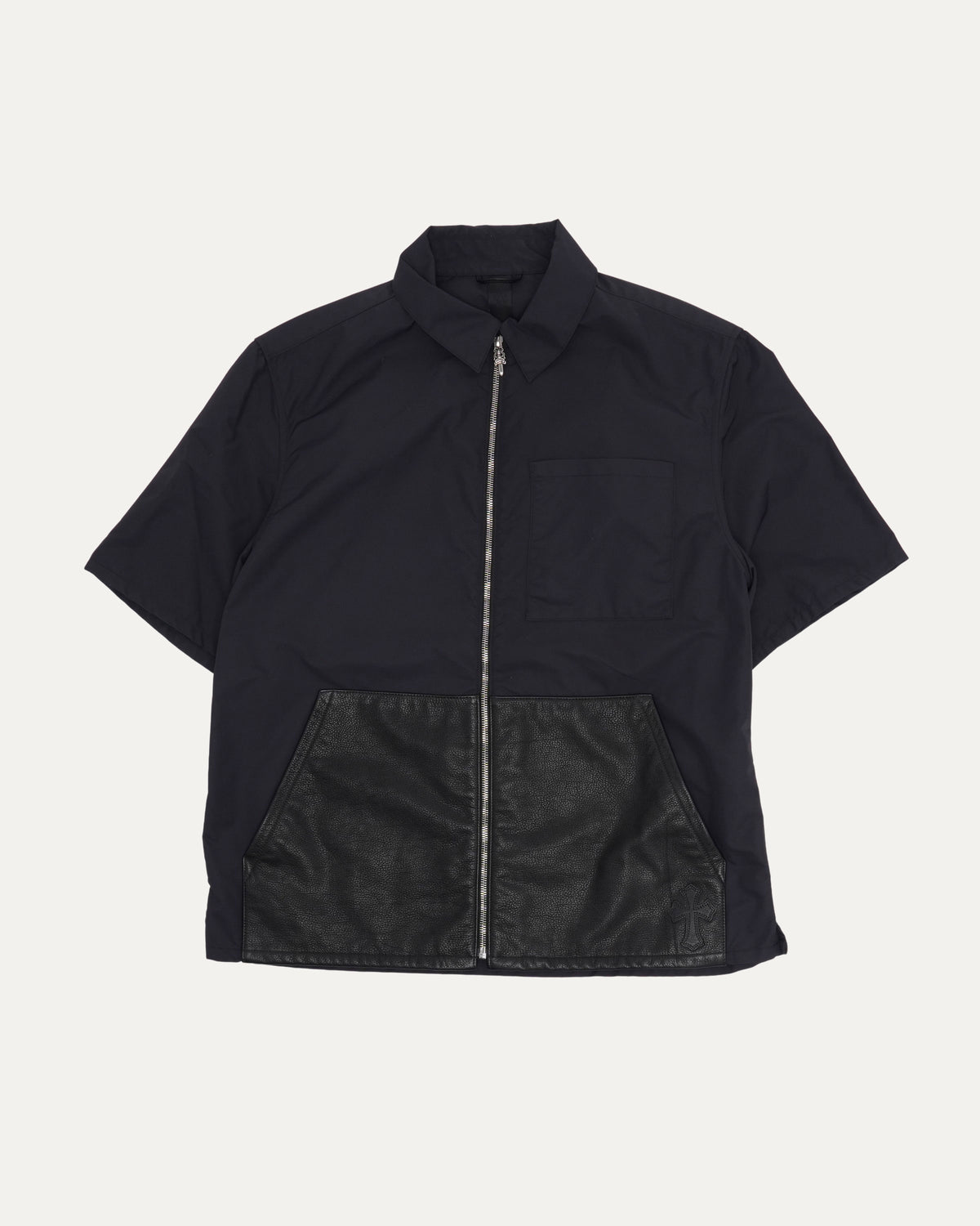 Nylon and Leather Sedated Zip Shirt