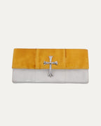 Cross Embellished Lizard Skin Clutch
