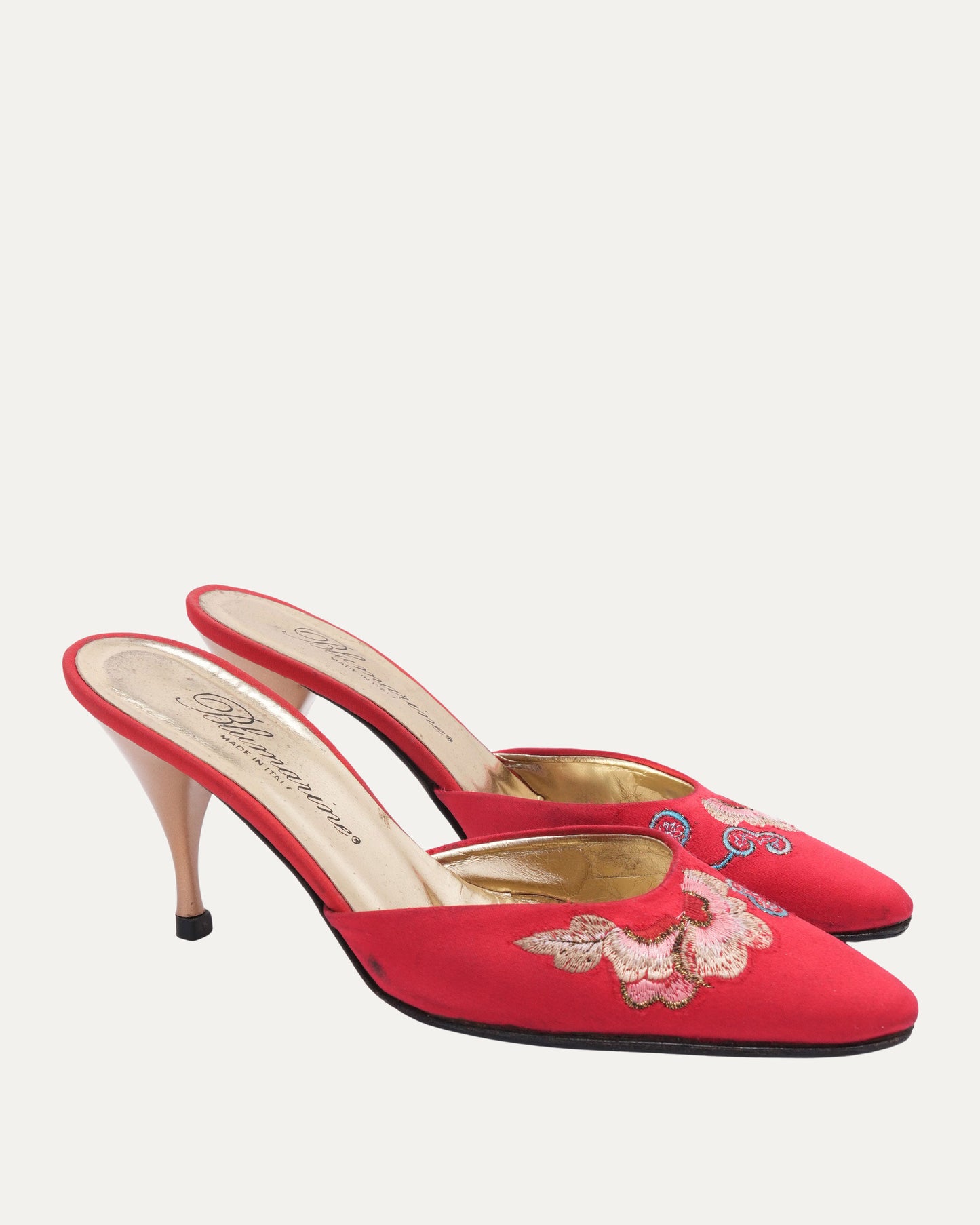 Satin Embroidered Heels