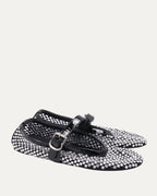 Rhinestone Embellished Mesh Mary Jane Flats
