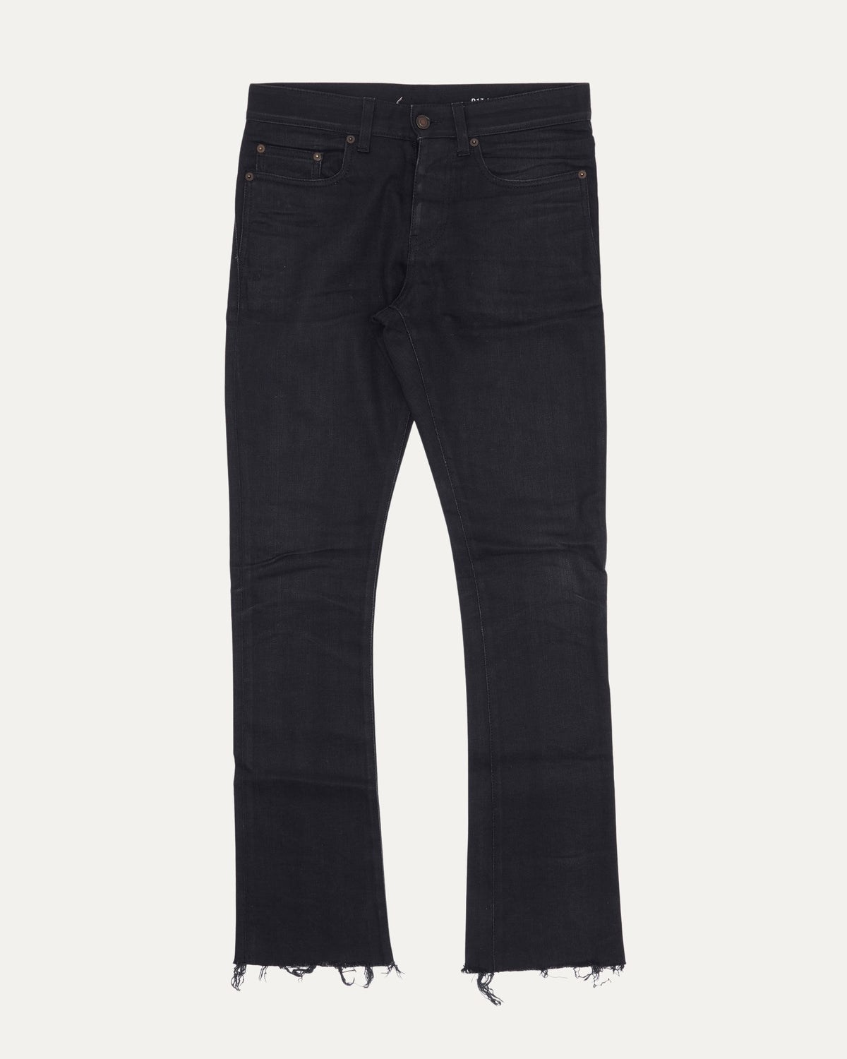Raw Hem Waxed Slim Bootcut Jeans