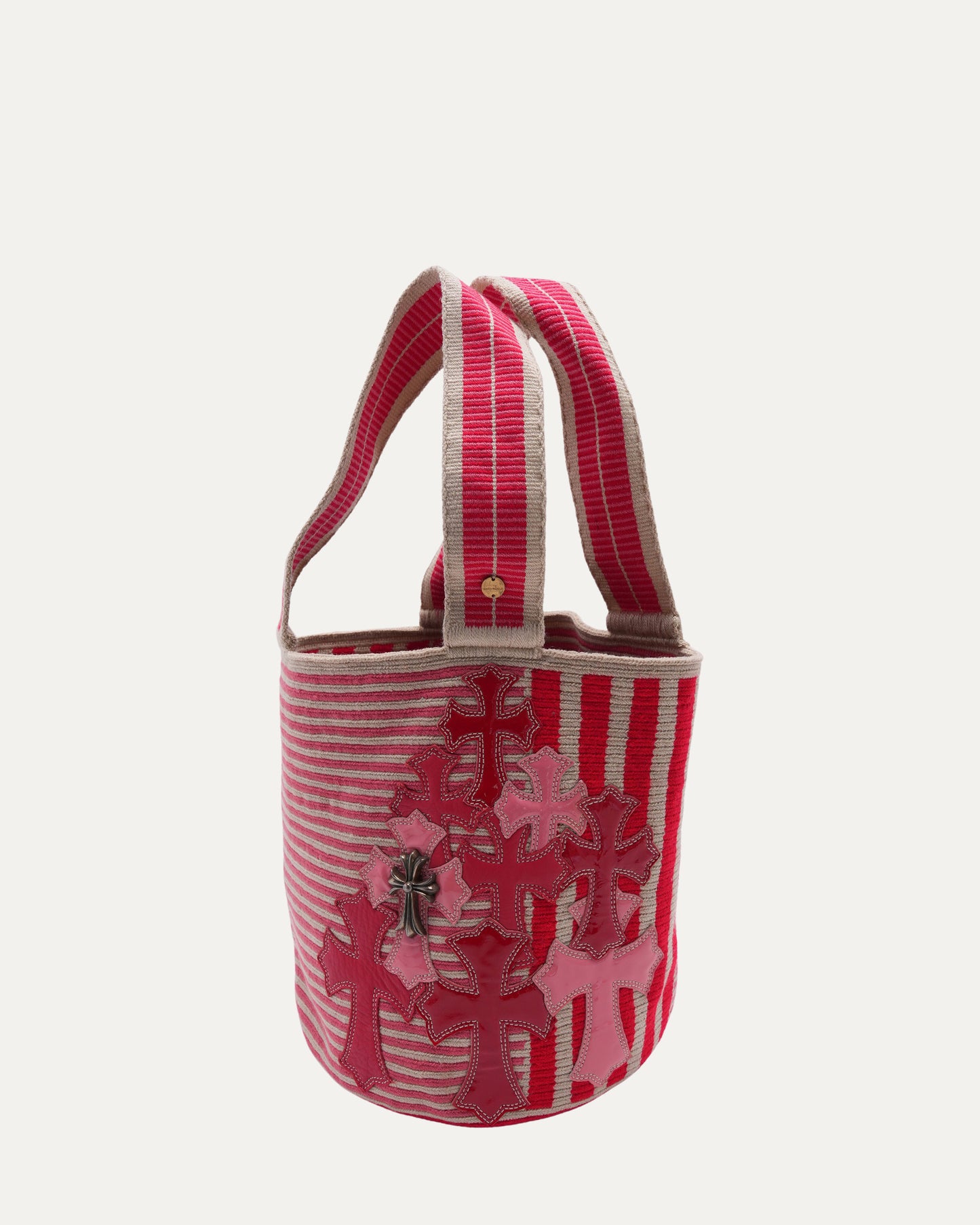 Guanabana Silver Embellished Cross Patch Bucket Bag