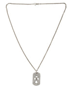 Silver & Diamond Cross Dog Tag Pendant w/ Chain