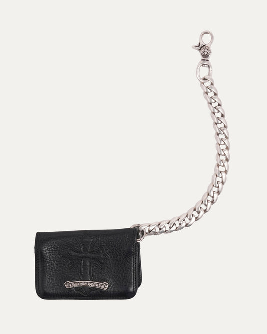 Cross Patch Bifold Wallet with Cuban Link Chain