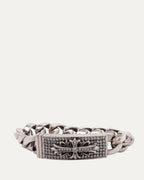 Diamond Floral Cross ID Bracelet