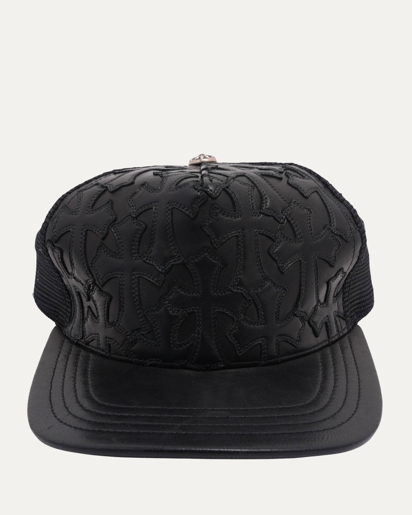 Leather Cross Patch Trucker Hat